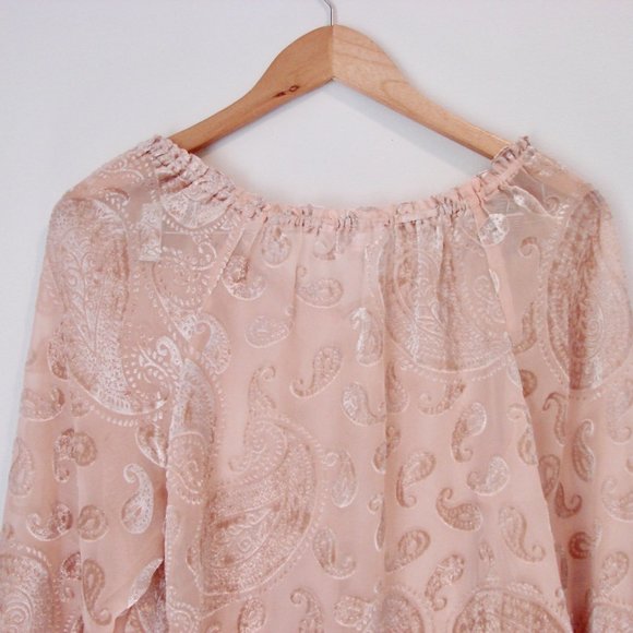 Nanette Lepore Tunic Blouse Cream Flowy Loose Romantic Holiday Party Size Medium - Picture 14 of 15